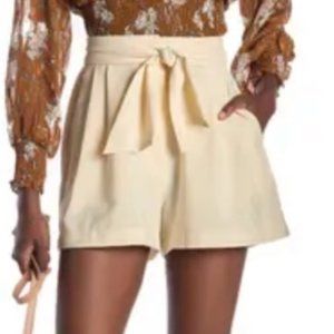 WAYF Berkshire Tie Waist Pleated Shorts Ivory